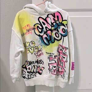 Zara White Hoodie with Colorful Accents